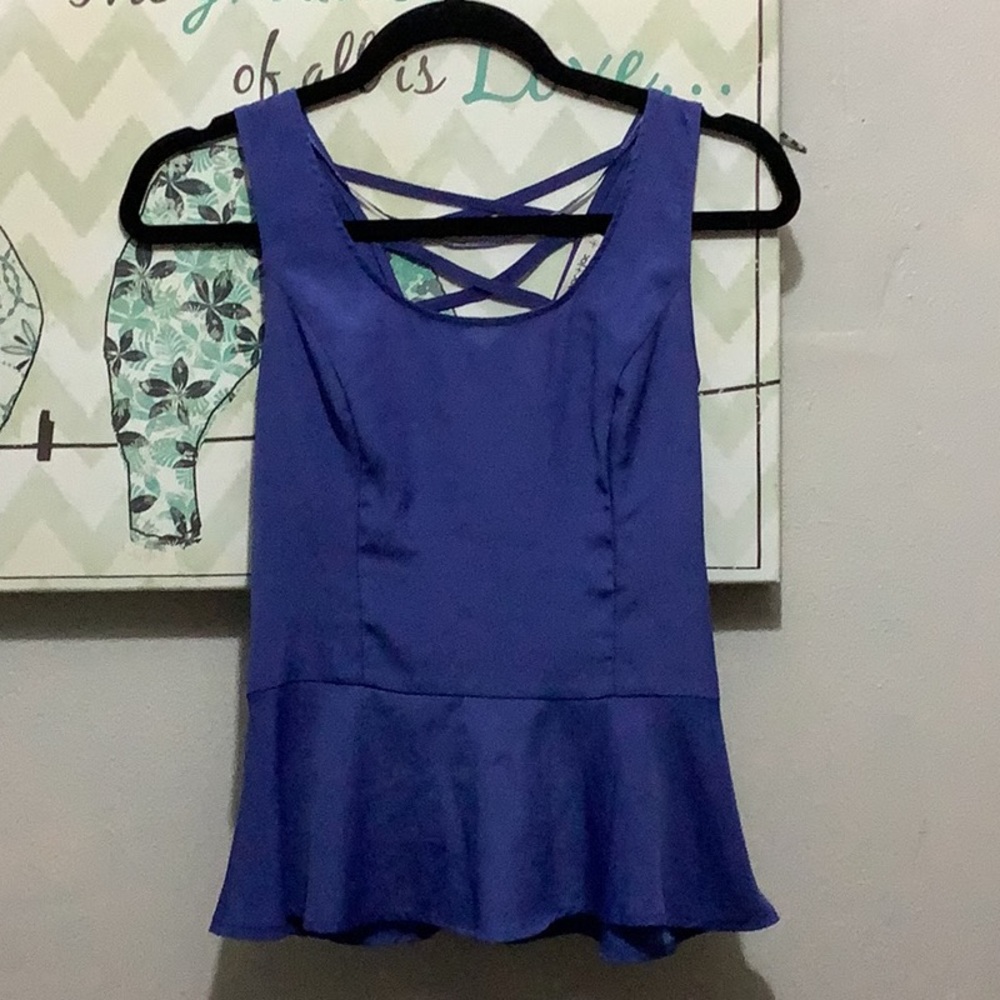 Royal Blue Backless Peplum Tank Top